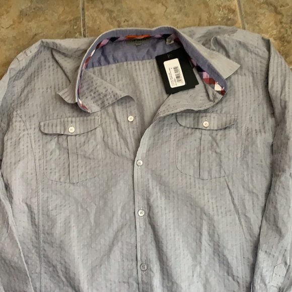 Ted Baker London | Gray 2 front pockets Dress Shirt Size XXL - Picture 2 of 11